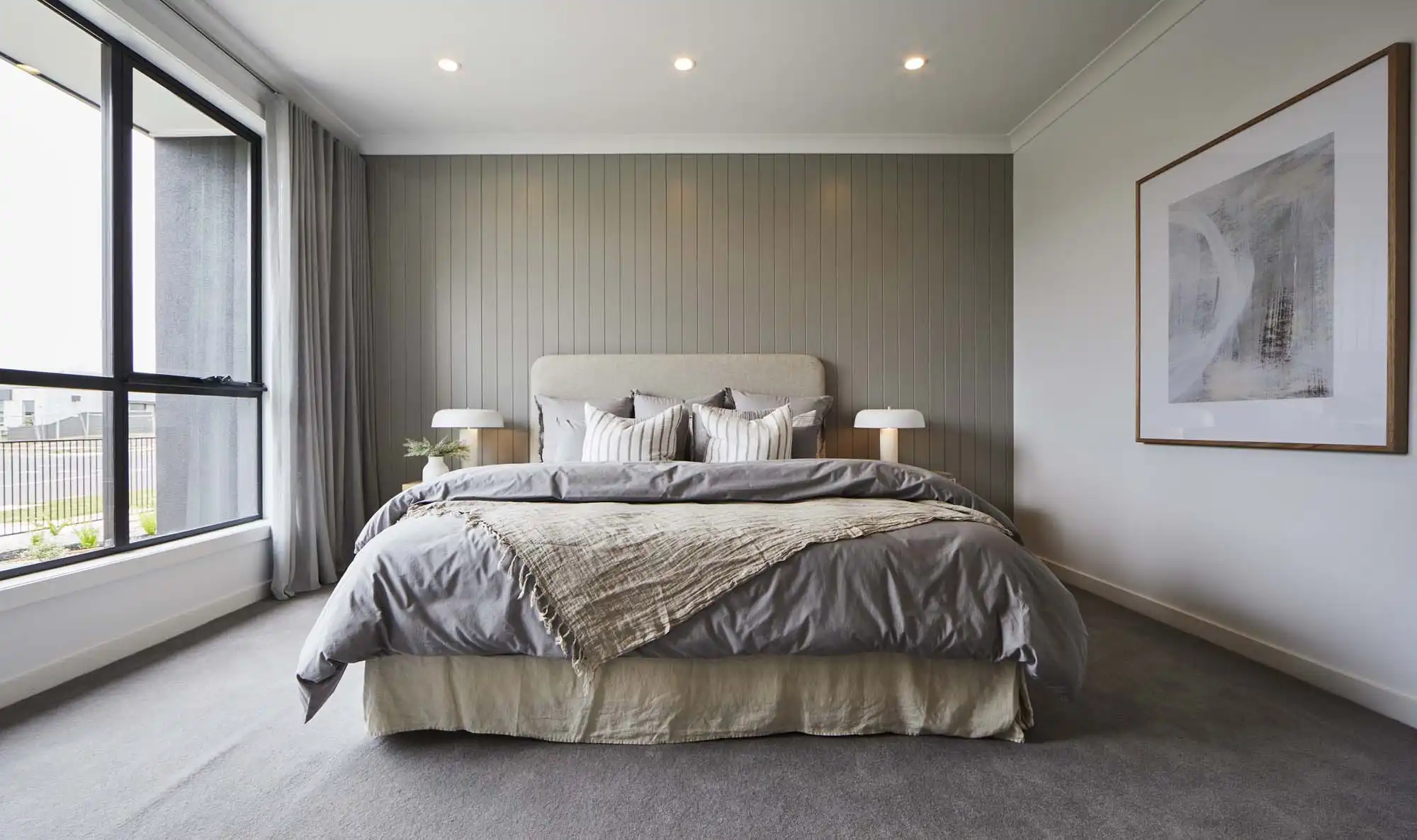 featured coloured wood cladding wall as a backdrop with statement artwork in dromana 28