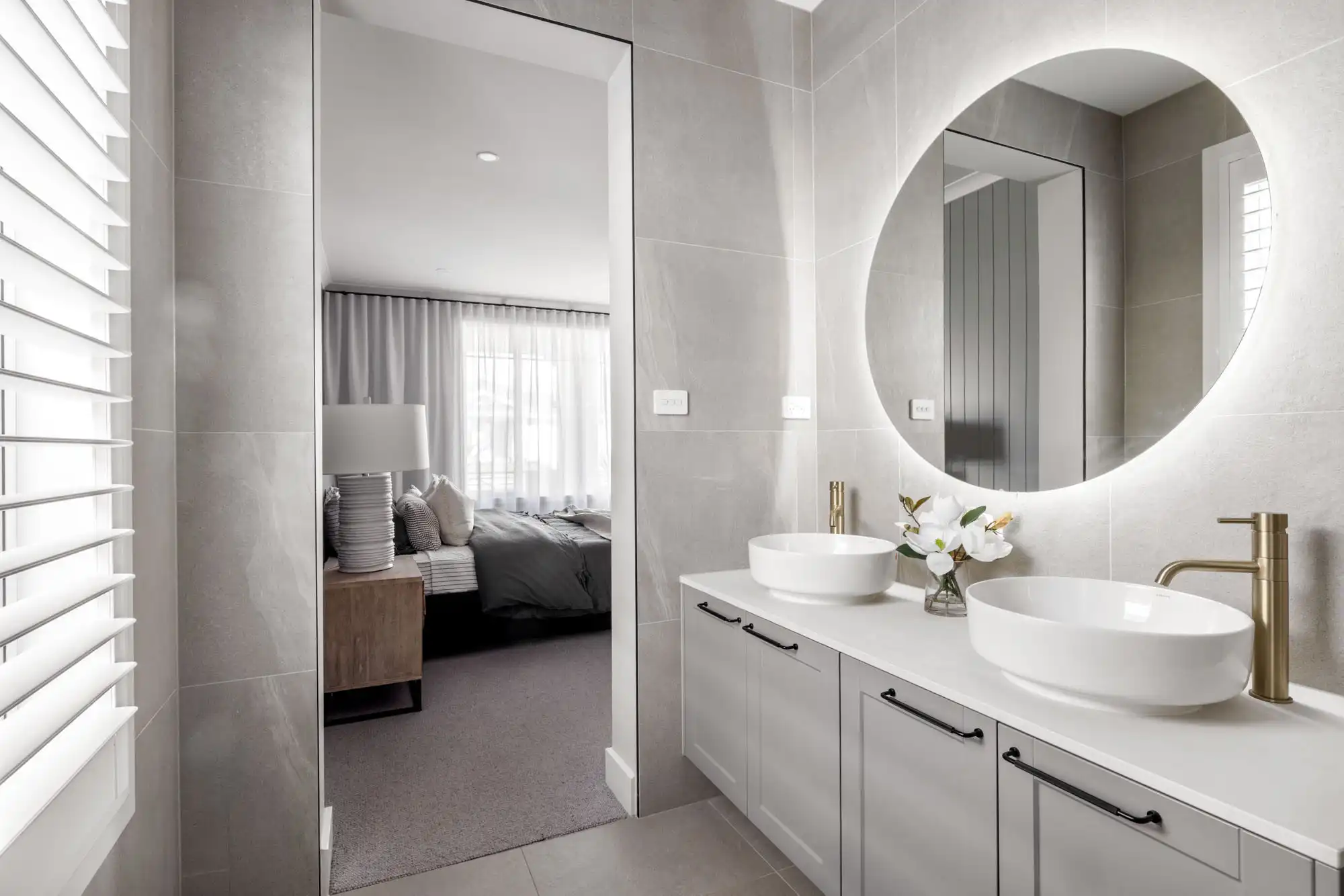 led lighting behind the mirrors creating a soft ambient mood to the space at agnes 29