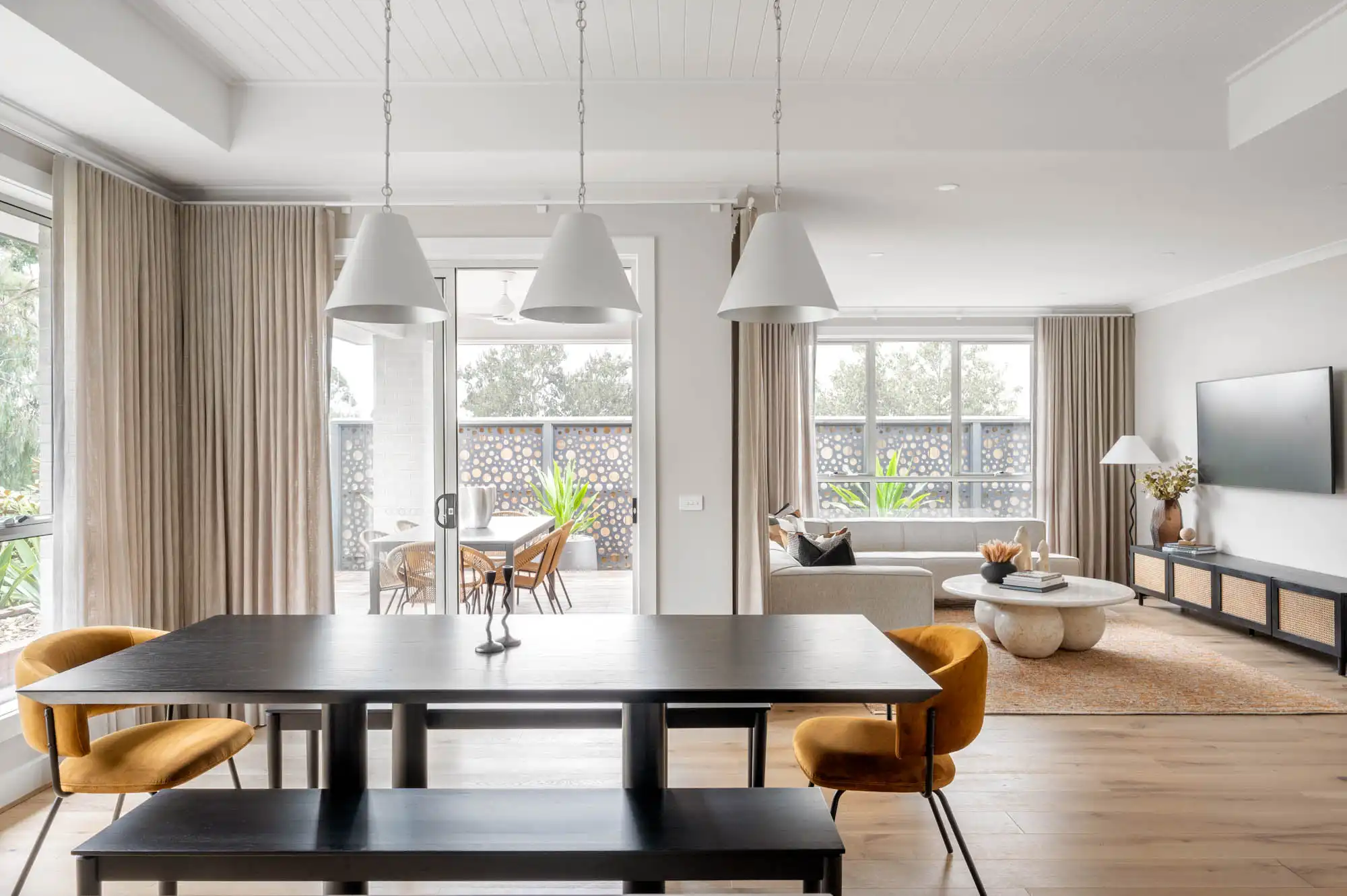 Light pendant features for dining space to soften the open plan living concept at the Nowra 26 in Lilydale