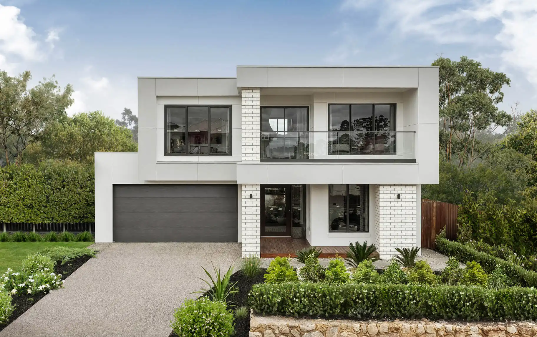 Silverton 45 facade in Lilydale, box modern design with texture cladding