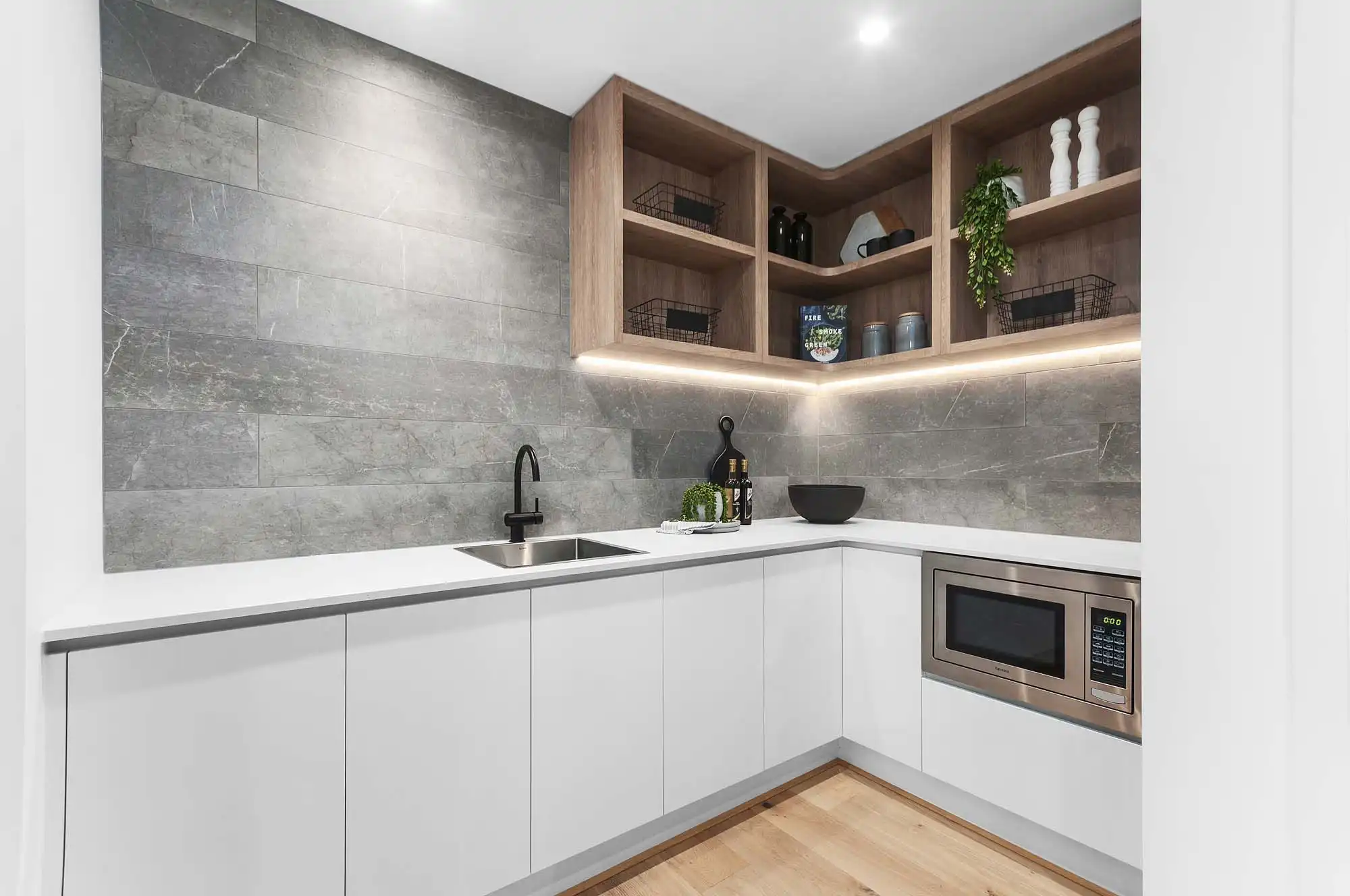 stone tiles in butler's pantry