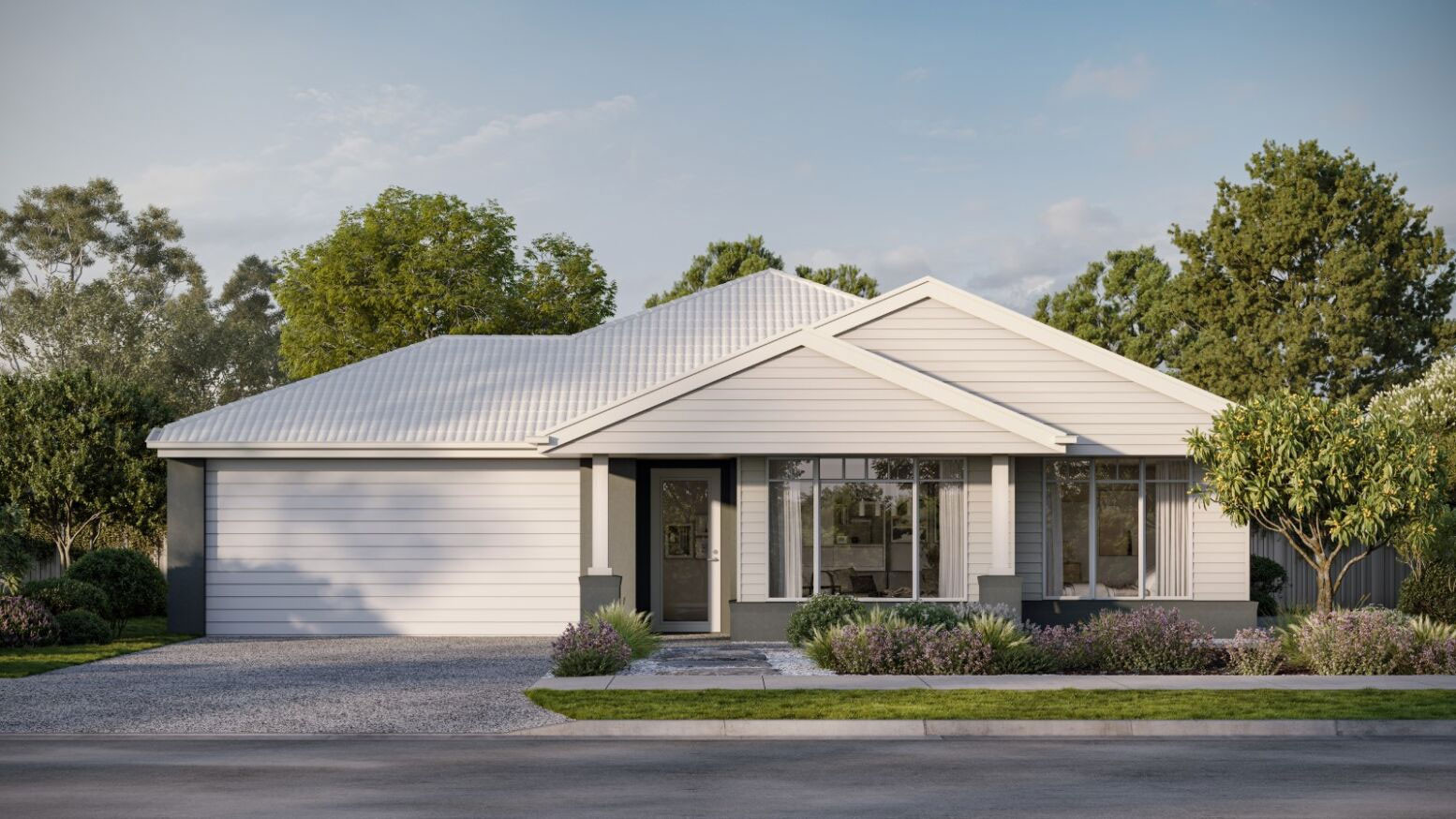 facade of wood cladding exterior round the house is a combination of neutral colour palette